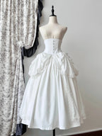 Gothic White Lolita Skirt Set: Hime Sleeve Blouse & Corset Set