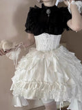 Gothic Lolita Dress Set - Black Blouse & White Corset Skirt