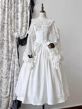 Gothic White Lolita Skirt Set: Hime Sleeve Blouse & Corset Set