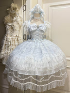 Blue Hime Lolita Wedding JSK Dress Set | Sweet Princess Gown