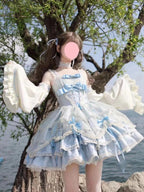 Sweet Blue & Apricot Lolita JSK Dress: Princess Ballet Gown Set