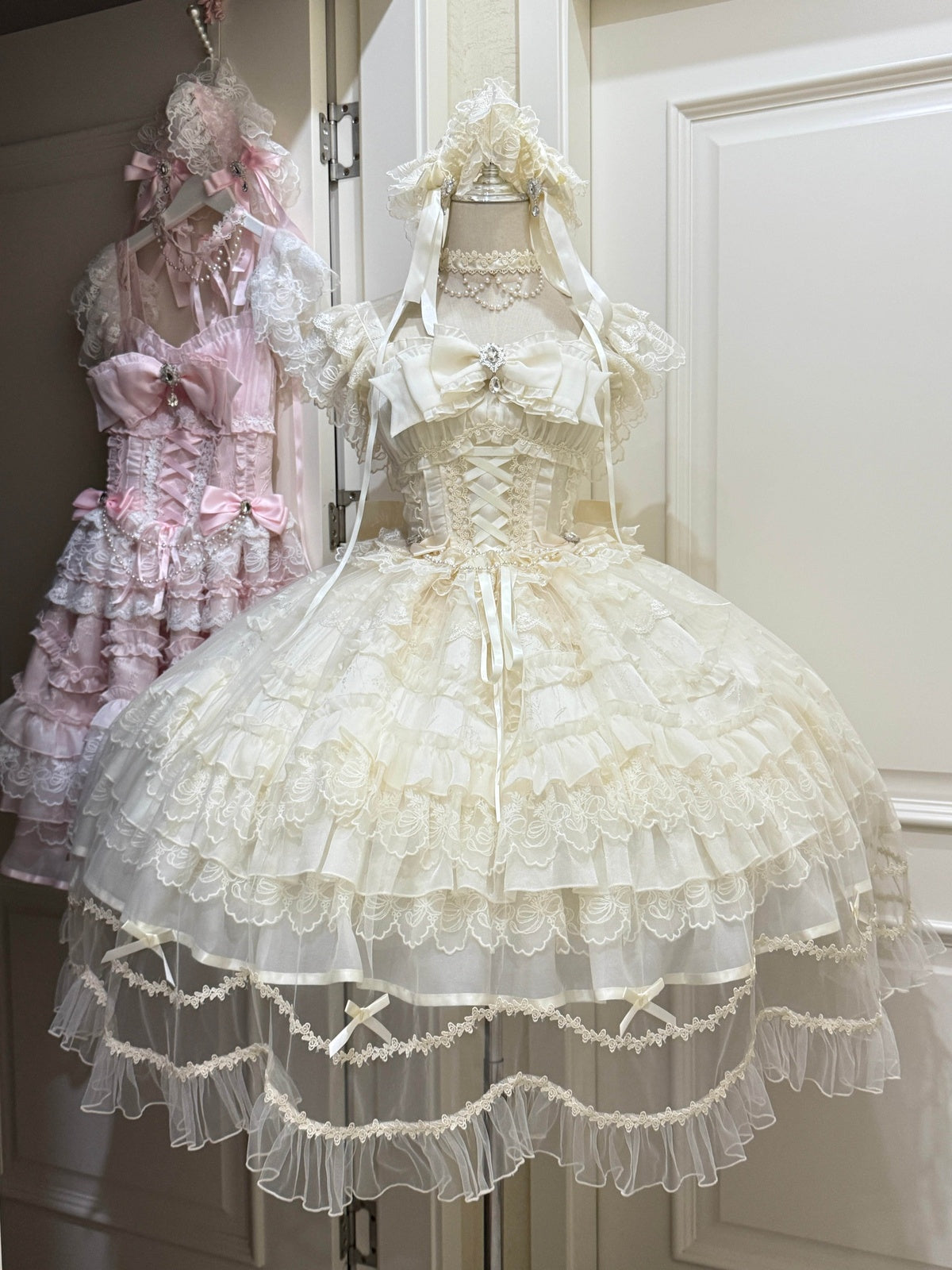 Apricot Hime Lolita Wedding JSK Dress Set | Sweet Princess Gown