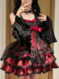 Dark Gothic Red & Black Lolita JSK Dress: Princess Ballet Gown