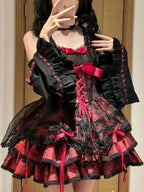 Dark Gothic Red & Black Lolita JSK Dress: Princess Ballet Gown