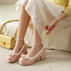 34-39 Chinese Gown Bow Lace Princess Lolita Shoes | CoyBunny