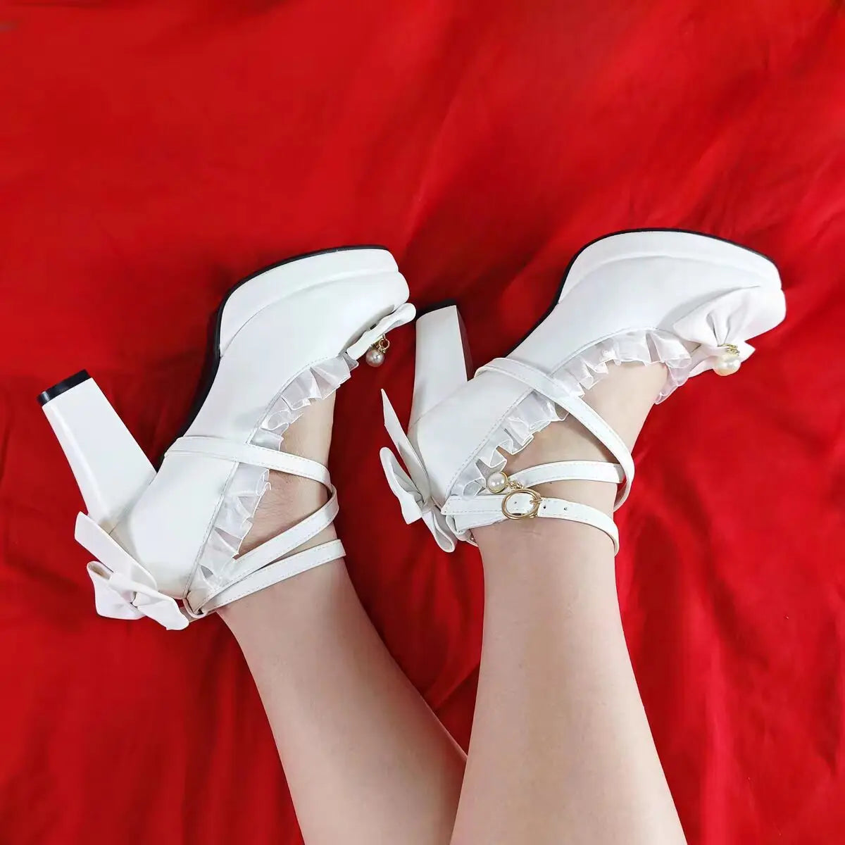 35-45 Waterproof Platform Cross Strap Lolita Princess Lolita Shoes | CoyBunny