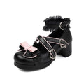 34-48 Sweet Lolita Pumps Block Heel Bowknot Ankel Buckle Strap Shoes | CoyBunny