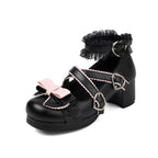 34-48 Sweet Lolita Pumps Block Heel Bowknot Ankel Buckle Strap Shoes | CoyBunny
