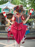 Red and blue bunny circus Sweet Lolita JSK dress ¨C tiered skirt silhouette