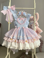 Sky Blue Layered Frill JSK with Bow and Heart Motifs - Miss Han | CoyBunny
