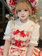 Plus Size White Black Pink Apricot Short Sleeve Lolita Stand Collar Blouse - Versatile girl | CoyBunny