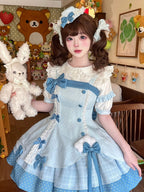 Blue Polka Dot Ruffled Sweet Lolita Jumper Skirt - Sweetheart Dream | CoyBunny