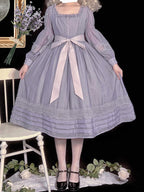 Purple Square Neck Classic Lolita Long Sleeve OP | CoyBunny