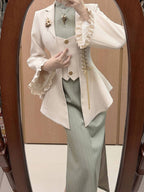 Beige Classic Blazer with Gold Buttons and Lacing | CoyBunny