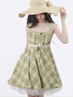 Green Plaid Halter Dress - PINK SAVIOR | CoyBunny