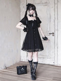 Gothic Square Neck Dress with Bow Accents - Ekomi | CoyBunny