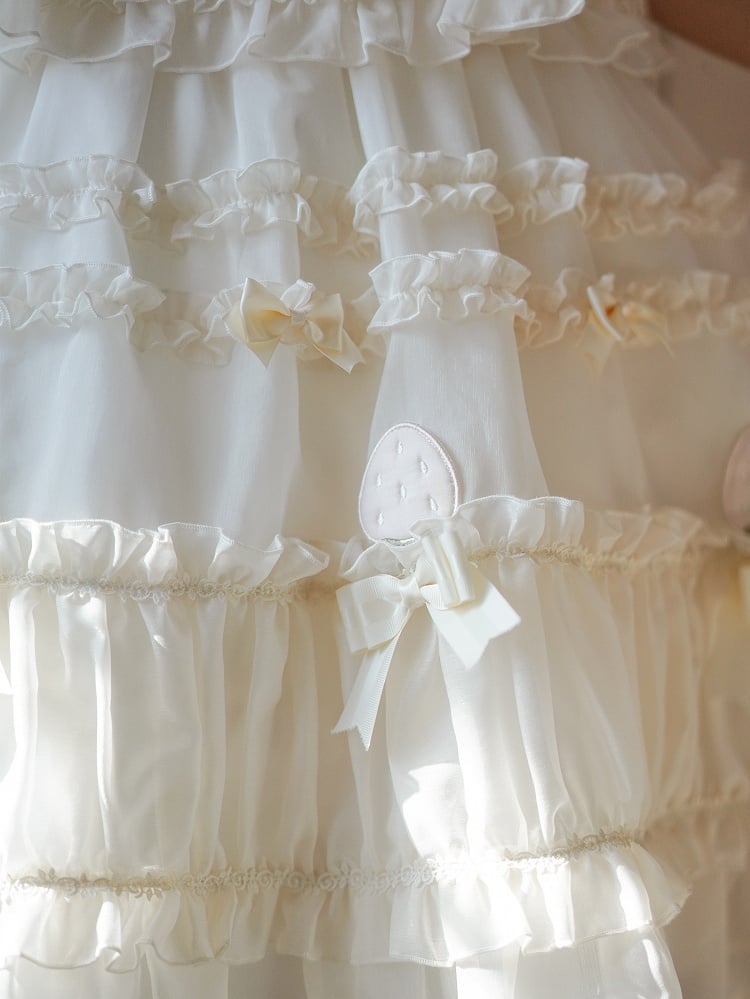 Beige Bow Accents Ruffle Trimming Sweet Lolita Layered-Look Dress | CoyBunny