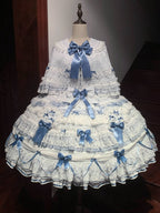 Blue Bunny Ears Lolita Jacquard Ruffled Cape - Starry Messenger | CoyBunny