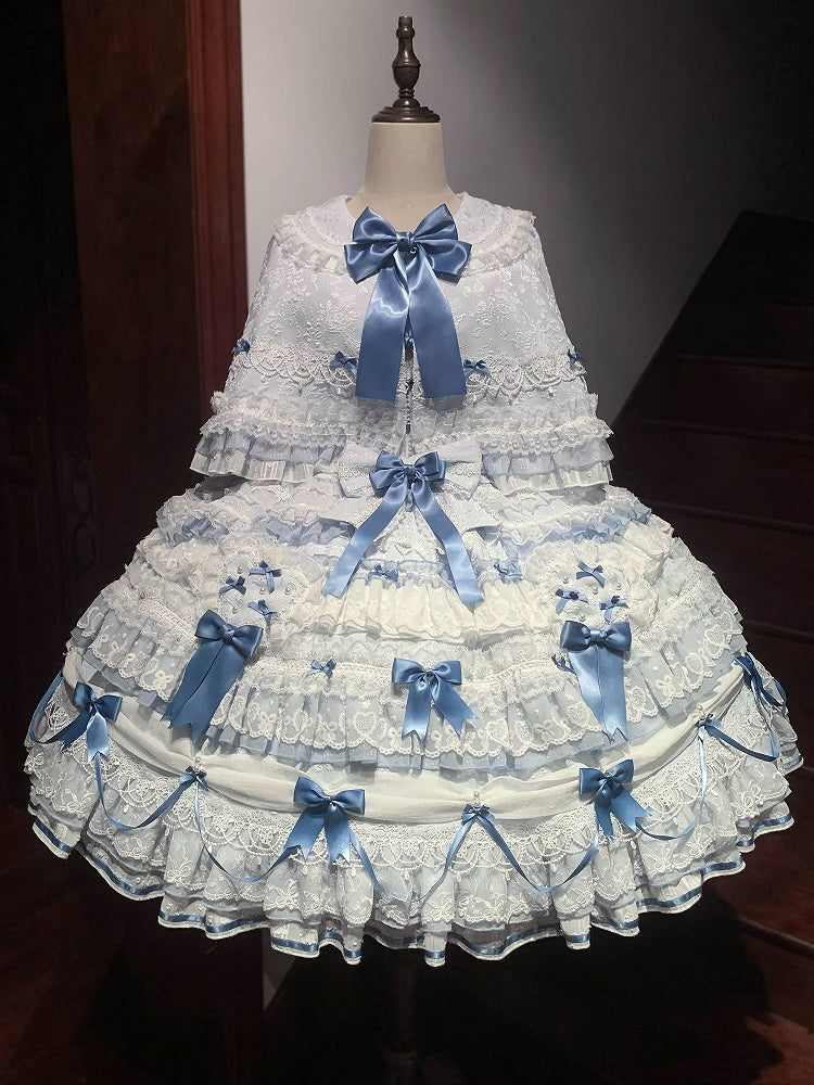 Blue Bunny Ears Lolita Jacquard Ruffled Cape - Starry Messenger | CoyBunny