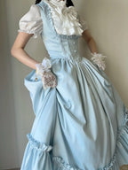 Light Blue Satin Basque Waist Under Bust Elegant Lolita JSK - Alice in Wonderland Lolita | CoyBunny