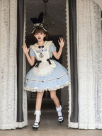 Blue and White Alice OP Dress with Apron - Sheep Puff Atelier | CoyBunny