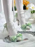 Emerald Pointed Lolita Heels with Lace Ankle Strap - Miaomiao Just for You | CoyBunny