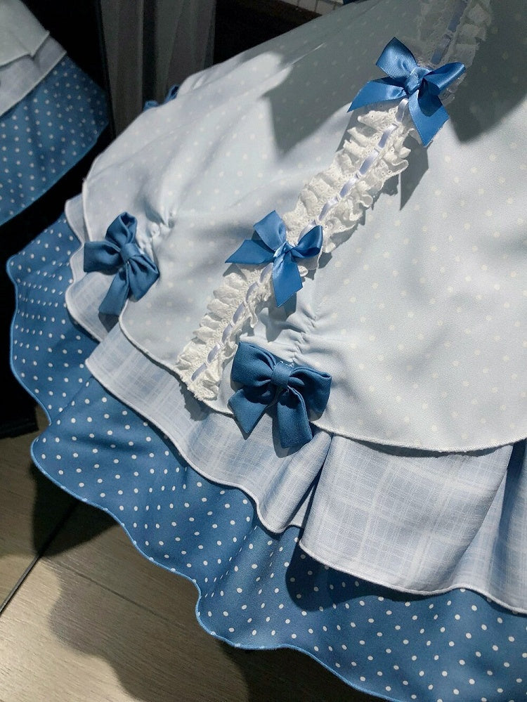 Blue Polka Dot Ruffled Sweet Lolita Jumper Skirt - Sweetheart Dream | CoyBunny