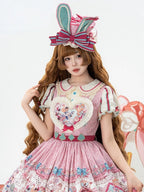 Pink & Green Bunny Ear Sweet Lolita Mini Hat with Bow Accents - Mewroco | CoyBunny