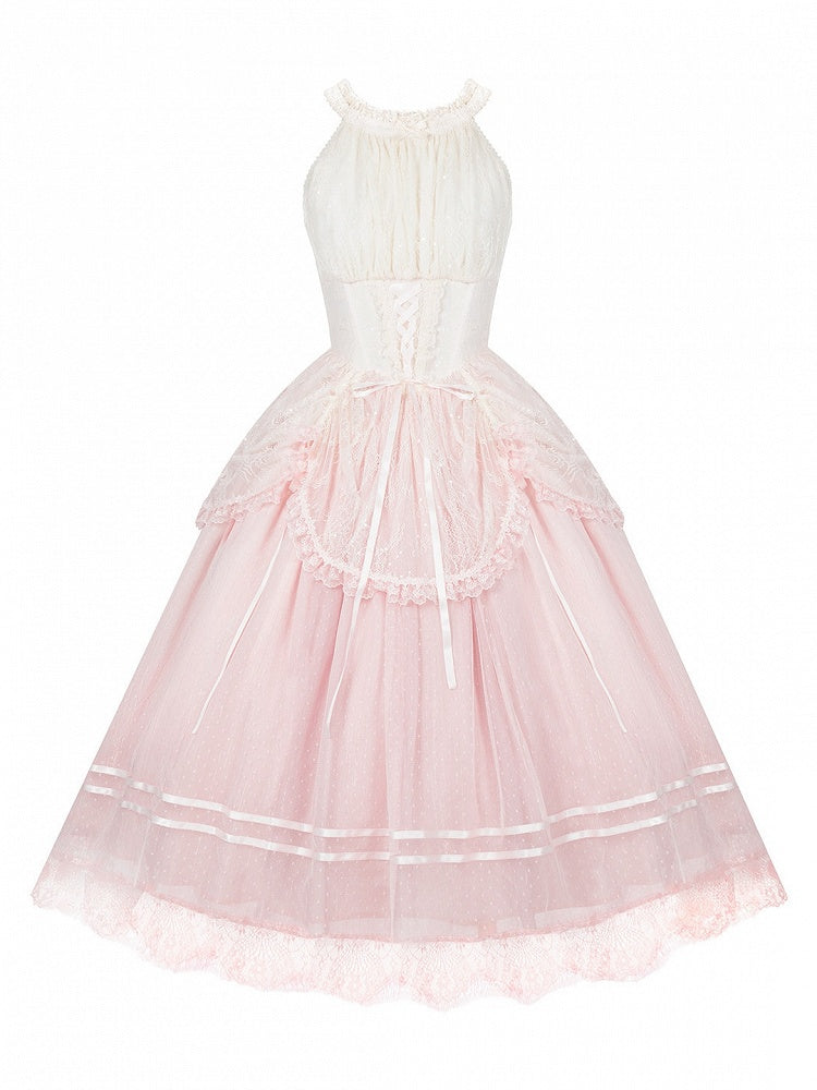 Pink Classic Gradient Lolita JSK Dress with Hairband and Clip - With PUJI | CoyBunny