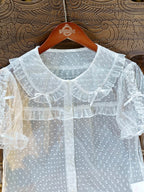 White Peter Pan Collar Polka Dot Sheer Tulle Top - Dream Magic Box | CoyBunny