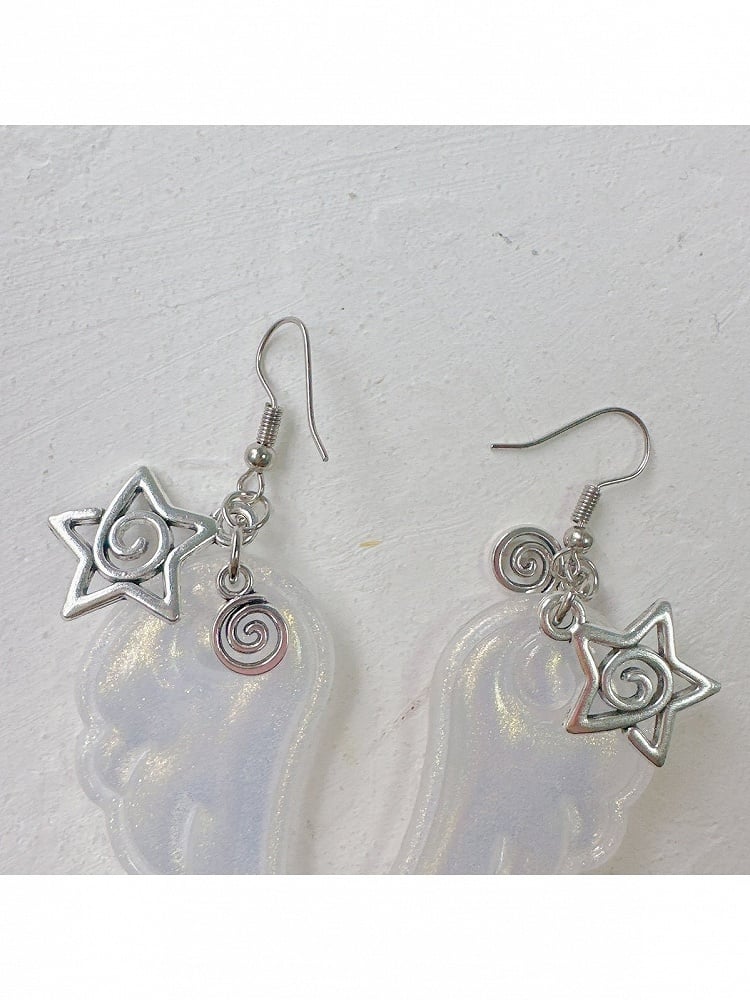 White Wing Earrings with Star Decoration - OJOJ | CoyBunny