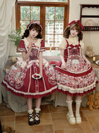 Sweetheart Puff-Sleeve Fruit Print Lolita Dress - Honey Machine | CoyBunny