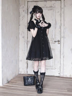 Gothic Halter Dress with Lace and Bow Details - Ekomi | CoyBunny