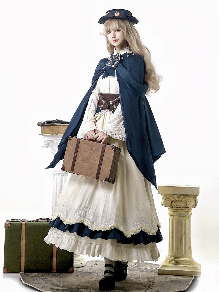 Embroidered Navy Cape with Gold Detailing - Xiong Dou Jiang | CoyBunny