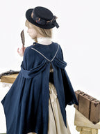 Embroidered Navy Cape with Gold Detailing - Xiong Dou Jiang | CoyBunny