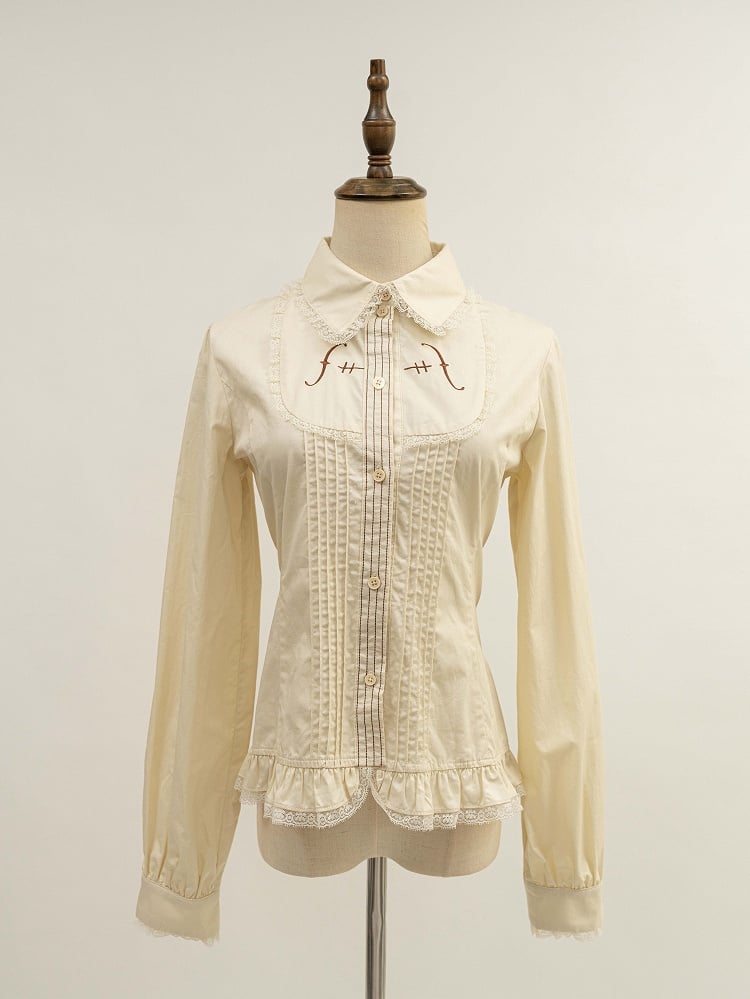 Beige Pleated Bodice Long Sleeves Shirt | CoyBunny