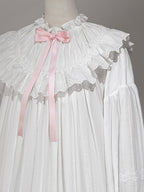 White & Pink Lace Lolita Dress with Bow - Tan Tuan | CoyBunny