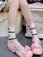 Sweet Lolita Calf Socks with Cake, Strawberry and Bow Print | CoyBunny