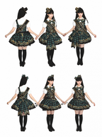 Green Idol Lolita Plaid JSK Dress with Golden Bear Embroidery and Black Scalloped Hem - LiLi Chain | CoyBunny