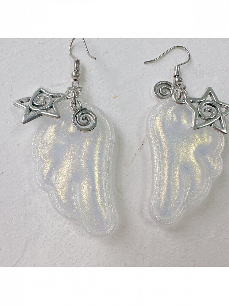 White Wing Earrings with Star Decoration - OJOJ | CoyBunny