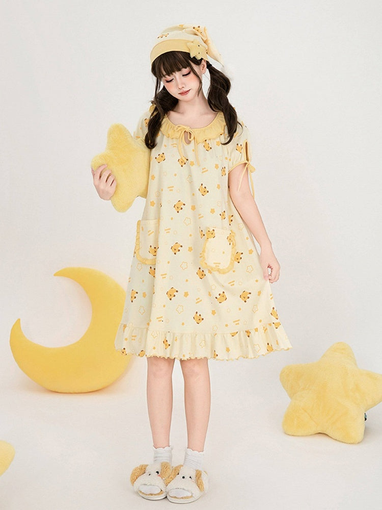 Yellow Mango Print Peter Pan Dress - Tan Tuan | CoyBunny