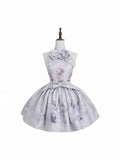 Oriental Lilac Halter Bow Floral JSK Outfit - Yimu Walnut | CoyBunny