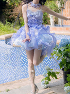 Cute Blue Summer Bottoms with Ruffle Hem - Zao Jing Ji | CoyBunny