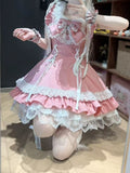 Pink Bow Lace JSK with Bunny Ear Hat Set - Delusions Studio | CoyBunny