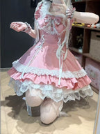Pink Bow Lace JSK with Bunny Ear Hat Set - Delusions Studio | CoyBunny