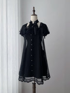 Gothic Halter Dress with Lace and Bow Details - Ekomi | CoyBunny