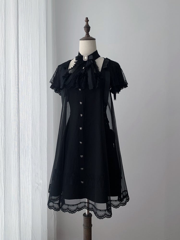 Gothic Halter Dress with Lace and Bow Details - Ekomi | CoyBunny