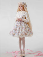 Rabbit Theme Sweet Lolita JSK Dress with Blue Diamond Print | CoyBunny