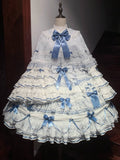 Blue Bunny Ears Lolita Jacquard Ruffled Cape - Starry Messenger | CoyBunny