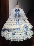 Blue Bunny Ears Lolita Jacquard Ruffled Cape - Starry Messenger | CoyBunny